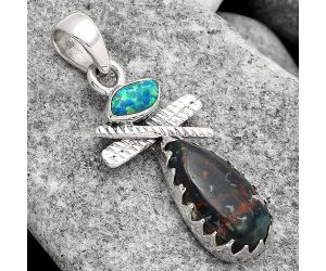 Blood Stone - India and Fire Opal Pendant SDP81359 P-1268, 9x17 mm