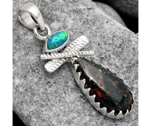 Blood Stone - India and Fire Opal Pendant SDP81384 P-1268, 10x20 mm