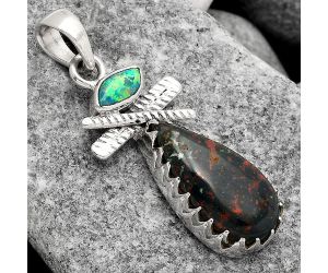 Blood Stone - India and Fire Opal Pendant SDP81386 P-1268, 10x20 mm