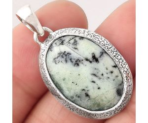 Dendritic Chrysoprase - Africa 925 Sterling Silver Pendant Jewelry SDP81484 P-1538, 14x22 mm