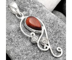 Red Tiger Eye and White Zircon Pendant SDP81566 P-1039, 8x12 mm