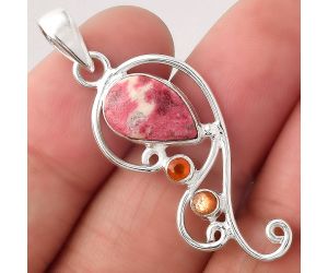 Pink Thulite - Norway and Carnelian Pendant SDP81577 P-1039, 8x13 mm