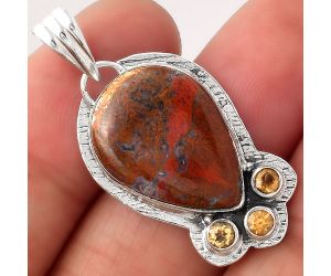 Natural Red Moss Agate and Citrine Pendant SDP81742 P-1523, 15x20 mm