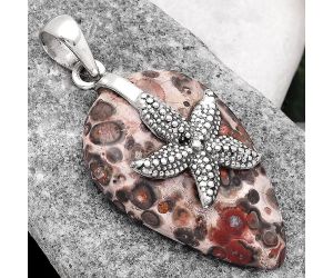 Starfish - Leopard Skin Jasper Pendant SDP81905 P-1505, 23x35 mm