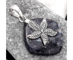 Starfish - Larvikite Stone - Black Moonstone Pendant SDP81909 P-1505, 24x25 mm