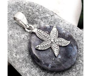 Starfish - Larvikite Stone - Black Moonstone Pendant SDP81920 P-1505, 27x27 mm