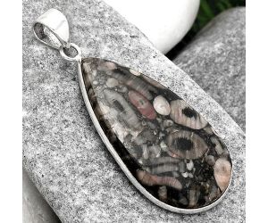 Natural Crinoid Fossil Coral Pendant SDP82535 P-1001, 21x39 mm