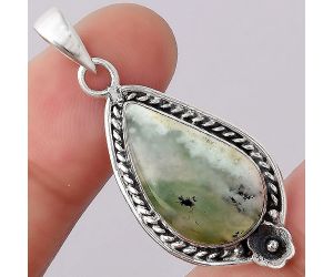 Dendritic Chrysoprase - Africa 925 Sterling Silver Pendant Jewelry SDP83645 P-1620, 12x21 mm