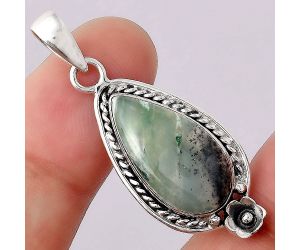 Dendritic Chrysoprase - Africa 925 Sterling Silver Pendant Jewelry SDP83665 P-1620, 11x21 mm