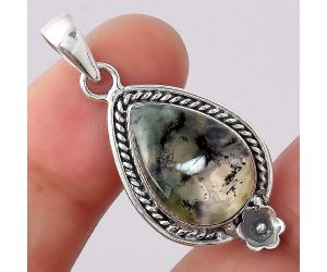 Dendritic Chrysoprase - Africa 925 Sterling Silver Pendant Jewelry SDP83677 P-1620, 13x18 mm