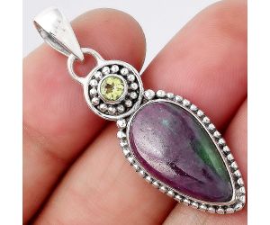 Ruby Zoisite - Africa and Peridot Pendant SDP84379 P-1500, 11x19 mm