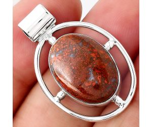 Natural Red Moss Agate Pendant SDP85026 P-1488, 13x18 mm