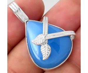 Leaf - Natural Blue Chalcedony Pendant SDP85592 P-1654, 18x23 mm