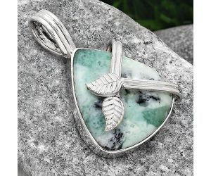 Leaf - Dendritic Chrysoprase - Africa 925 Sterling Silver Pendant Jewelry SDP85604 P-1654, 19x21 mm