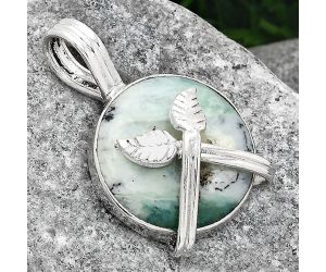 Leaf - Dendritic Chrysoprase - Africa 925 Sterling Silver Pendant Jewelry SDP85618 P-1654, 19x19 mm
