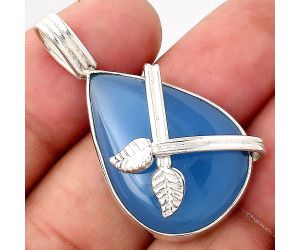 Leaf - Natural Blue Chalcedony Pendant SDP85625 P-1654, 19x26 mm