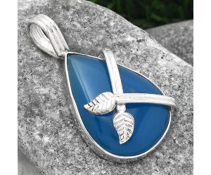 Leaf - Natural Blue Chalcedony Pendant SDP85625 P-1654, 19x26 mm