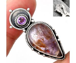 Cacoxenite Super Seven 7 Mineral and Amethyst Pendant SDP85685 P-1438, 12x20 mm