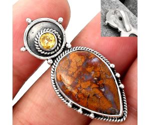 Natural Red Moss Agate and Citrine Pendant SDP85687 P-1438, 13x20 mm