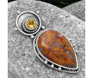 Natural Red Moss Agate and Citrine Pendant SDP85687 P-1438, 13x20 mm