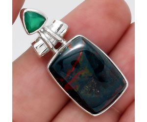 Blood Stone - India and Green Onyx Pendant SDP85847 P-1159, 14x19 mm