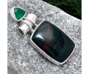 Blood Stone - India and Green Onyx Pendant SDP85847 P-1159, 14x19 mm