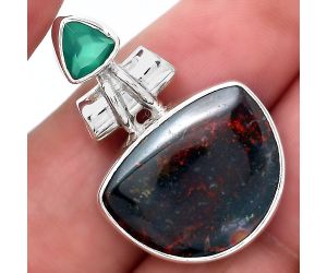 Blood Stone - India and Green Onyx Pendant SDP85867 P-1159, 15x19 mm