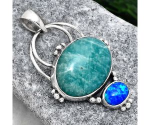 Natural Paraiba Amazonite and Fire Opal Pendant SDP85918 P-1660, 15x20 mm