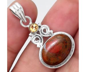 Natural Red Moss Agate and Citrine Pendant SDP86359 P-1603, 11x15 mm
