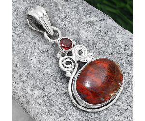 Natural Red Moss Agate and Garnet Pendant SDP86362 P-1603, 12x15 mm