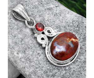 Natural Red Moss Agate and Garnet Pendant SDP86379 P-1603, 12x16 mm