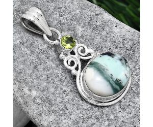 Dendritic Chrysoprase Africa and Peridot 925 Silver Pendant Jewelry SDP86393 P-1603, 12x14 mm