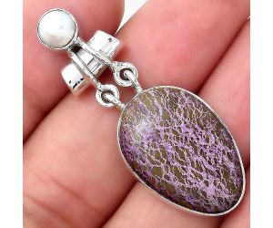 Purpurite - South Africa and Pearl Pendant SDP86448 P-1276, 16x23 mm