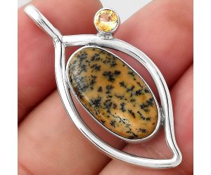 Natural Amethyst Sage Agate and Citrine Pendant SDP87431 P-1640, 11x20 mm