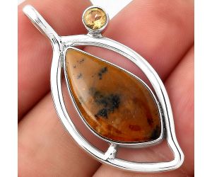 Natural Amethyst Sage Agate and Citrine Pendant SDP87447 P-1640, 12x23 mm