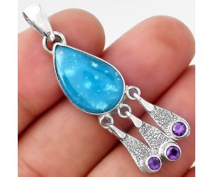 Natural Smithsonite and Amethyst Pendant SDP88114 P-1468, 11x18 mm