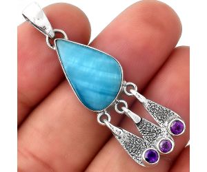 Natural Smithsonite and Amethyst Pendant SDP88128 P-1468, 12x19 mm