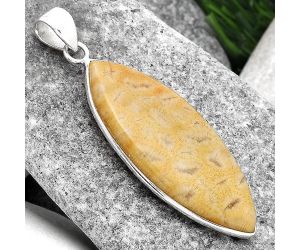 Natural Ant Fossil Coral Pendant SDP89287 P-1001, 17x40 mm