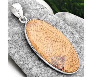 Natural Spider Fossil Coral Pendant SDP89856 P-1001, 22x41 mm