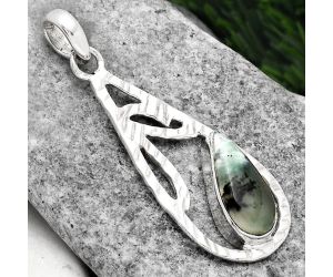 Dendritic Chrysoprase - Africa 925 Sterling Silver Pendant Jewelry SDP89998 P-1657, 8x17 mm