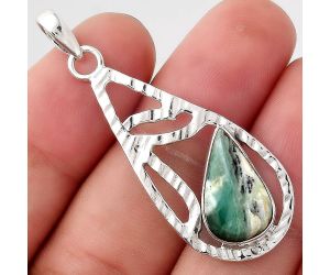 Dendritic Chrysoprase - Africa 925 Sterling Silver Pendant Jewelry SDP90037 P-1657, 10x17 mm