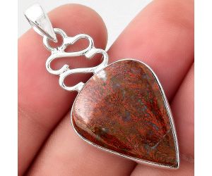 Natural Red Moss Agate Pendant SDP90939 P-1554, 18x23 mm