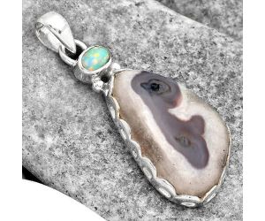 Natural Tube Moss Agate and Fire Opal Pendant SDP91041 P-1637, 16x25 mm