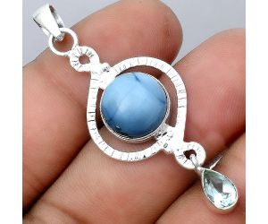 Natural Owyhee Opal and Sky Blue Topaz Pendant SDP91821 P-1115, 12x12 mm
