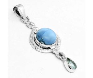 Natural Owyhee Opal and Sky Blue Topaz Pendant SDP91821 P-1115, 12x12 mm