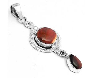 Natural Red Mookaite and Red Tiger Eye Pendant SDP91822 P-1115, 12x12 mm