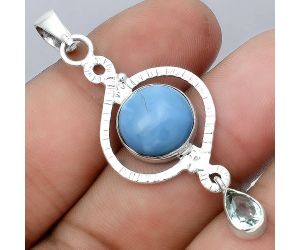 Natural Owyhee Opal and Sky Blue Topaz Pendant SDP91832 P-1115, 12x12 mm