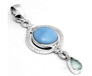 Natural Owyhee Opal and Sky Blue Topaz Pendant SDP91832 P-1115, 12x12 mm