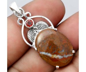 Natural Red Moss Agate and Garnet Pendant SDP91909 P-1434, 16x21 mm