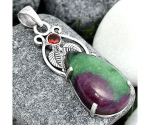 Ruby Zoisite - Africa and Garnet Pendant SDP91935 P-1434, 15x25 mm